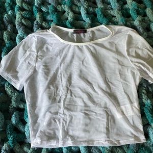 Sheer white half shirt and purple light up tutu S